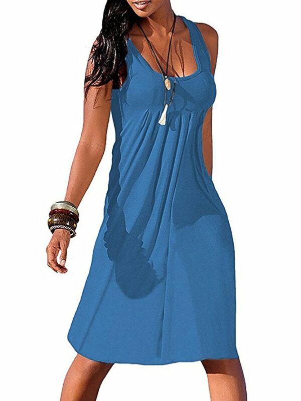 Roselinlin Summer Dresses 1 Sundress Swing Round Neck Sleeveless Casual Dresses