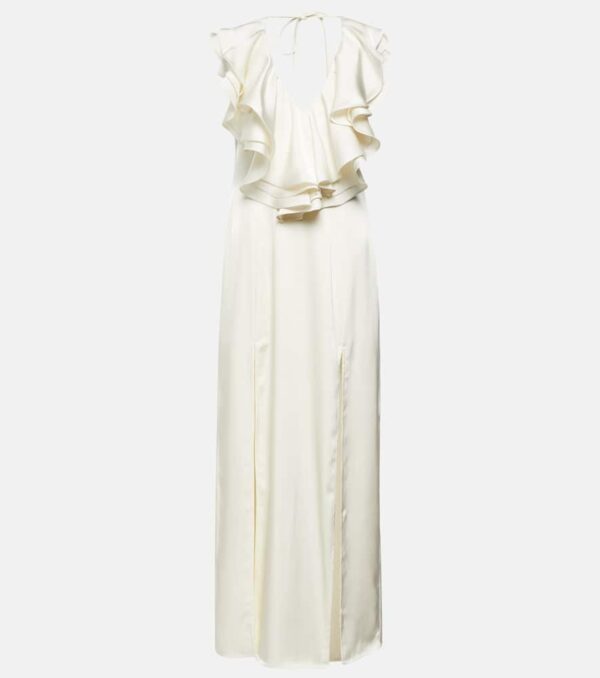 Rotate Ruffled satin maxi dress