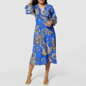 Royal Blue High-Low Wrap Dress