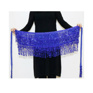 (RoyalBlue) Sequin Fringe Tassel Halloween Skirt Belly Dance Belt Costume Hip Scarf Wrap