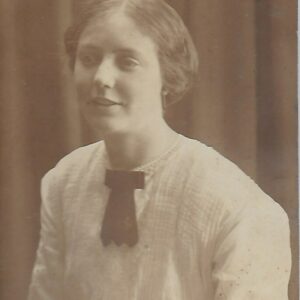 Rppc, Vintage Photo, Young Lady, White Blouse, Dark Tie, Curtains, Rose, Message