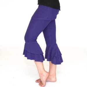 Ruffle Bottom Capri Pants/Bloomers With Attached Skirt Sassy Capris Yoga Dance Wear Flare Women's Bottoms, Festival Pants