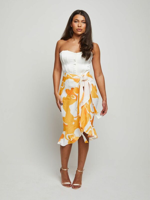 Ruffle Printed Wrap Midi Skirt in Yellow - 6