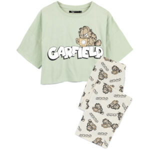 (S) Garfield Womens Pyjamas Adults Lazy Tabby Cat Movie T-Shirt Trousers Pjs