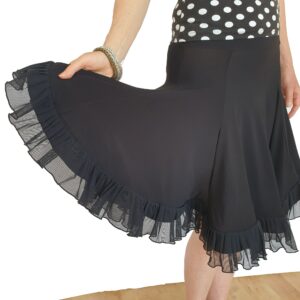 S161 Four Panel Latin Skirt With Mesh Hem