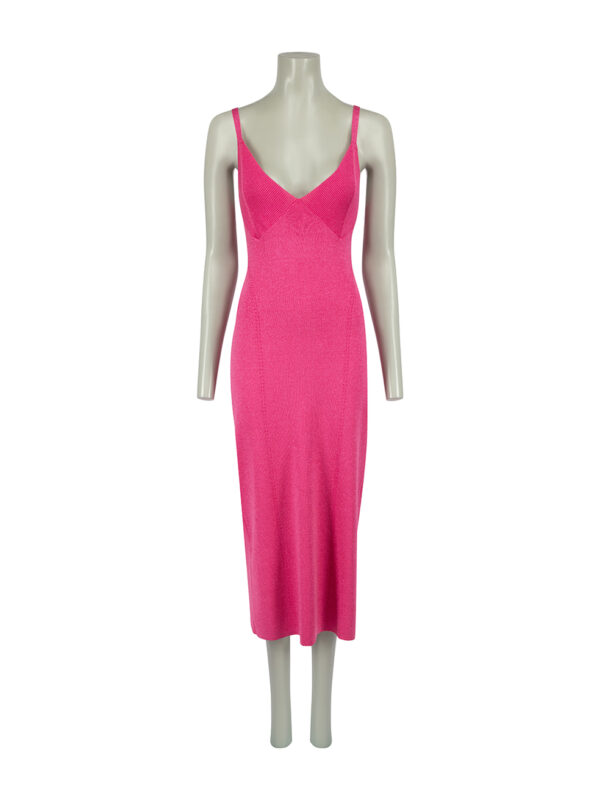 STAUD Hot Pink Bodycon Midi Dress