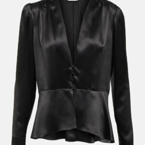 Saint Laurent Peplum silk satin blouse