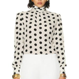 Saint Laurent Turtleneck Blouse in Craie Noir - White. Size 42 (also in 40).