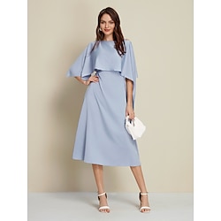 Satin Mismatched 2 Piece Half Sleeve Party Midi Dress