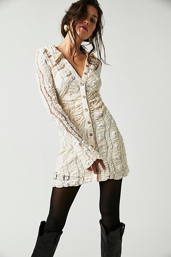 Shayla Lace Mini Dress at Free People in Ivory, Size: XS