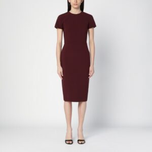 Sheath dress in dark red wool crêpe