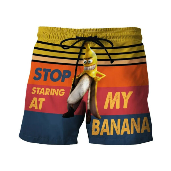 (Shorts-2, XXXL) Funny Fruit Banana Design Graphic Beach Shorts Hip Hop Cock Animal 3D Printed Short Pants Vacation Surfing Men Swimming Trunks