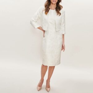 Silver Emeline Jacquard Sheath Dress And Bolero