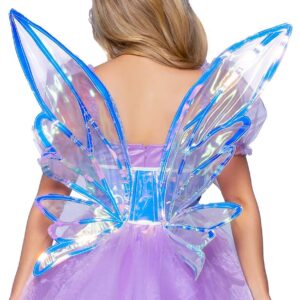 Silver Vinyl Waist Cincher Iridescent Fairy Wings