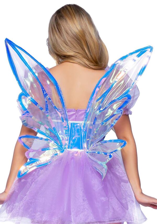 Silver Vinyl Waist Cincher Iridescent Fairy Wings