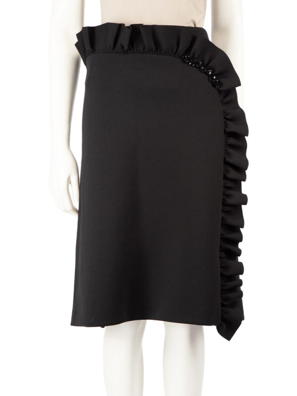 Simone Rocha Black Embellished Ruffle Trim Skirt