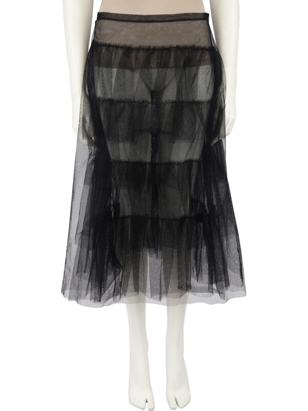 Simone Rocha Black Tiered Tulle Mesh Midi Skirt