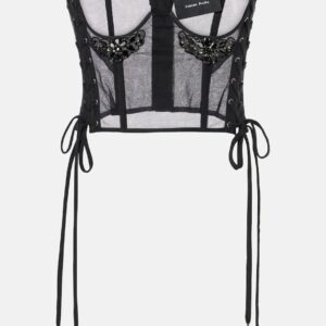 Simone Rocha Crystal-embellished mesh corset