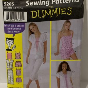 Simplicity Pattern 5205 Juniors' Cropped Pants Shorts Camisole & Top Can Be Pajamas 7/8 Through 15/16 Uncut Ff Oop