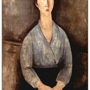 'Sitting Woman with Blue Blouse' Painting Print