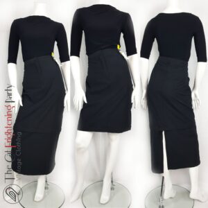 Size 14-16 Deadstock Vintage 90S St Michael Black Skirt 2 Length Utility Zip Off Panel Midi/Knee Pencil 1990S