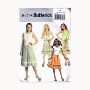 Size 14-20 Misses' Easy Plus Ruffle Hem Below Knee Length Flared Skirt Sewing Pattern - Butterick B4798