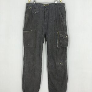 Size 34x31 Japanese Journal Standard Corduroy Cargo Pants Gray Straight Cut Multi Pocket Utility Drawstring Hem Zipper W34