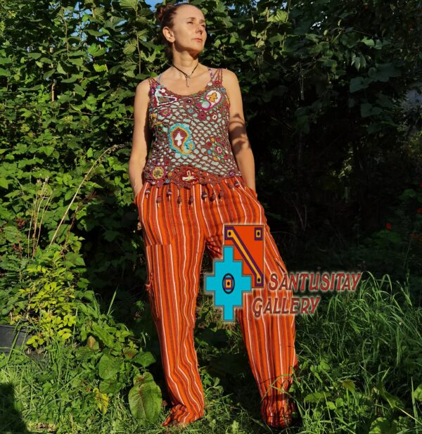 Size Xl Real Cotton Trousers Ethnic Boho Hippi Incredible Comfortable Rasta Green Yellow Red Navy Fuchsia Funky Travel Yoga Pants