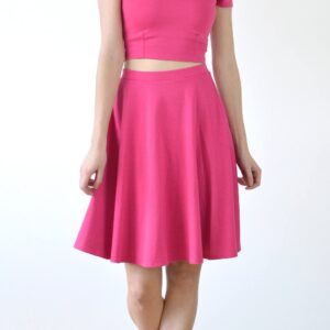 Skater Skirt | Hot Pink Womens High-Waisted, Knee Length, Swishy Skater Skirt. Mid Length Twirl Circle Skirt in Pink