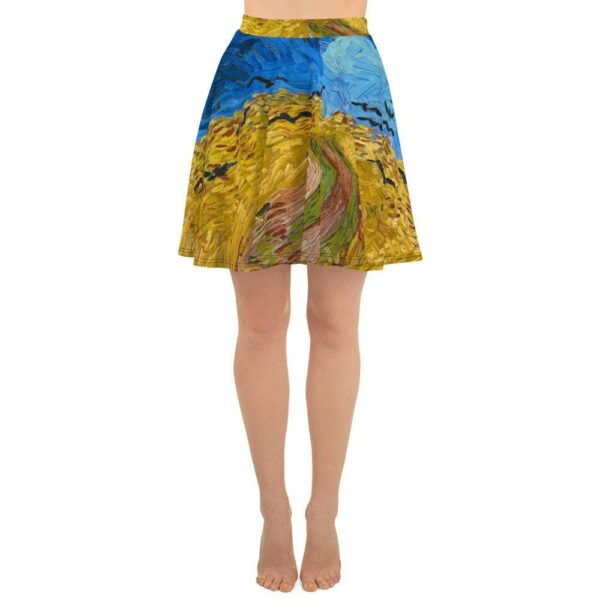 Skater Skirt Vincent Van Gogh. Wheat Field With Crows - Aesthetic Inspired Fashion Vintage Art Print Gift For Lover