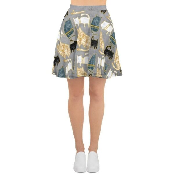 Skirt Cats A-Line Fit & Flare Flowy Skater Skirt Art Deco Cat Folk Print Birthday Cool Housewarming Gifts Person Gift Modern