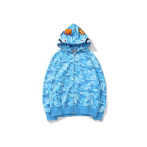 (Sky Blue , S) Bape Men Women Zip Up Jacket Shark Hoodie Streetwear