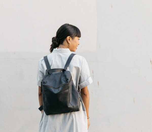 Small Backpack Purse, Leather Women, Soft Black Backpack, Mini Unique Handmade Bag