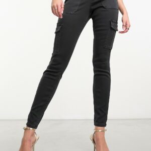 Spanx high waisted cargo pant in washed black