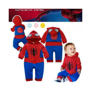 (Spiderman, 95cm) Superhero/Batman/Spiderman/Baby Jumpsuit Short Sleeve Cape Toddler Bodysuit