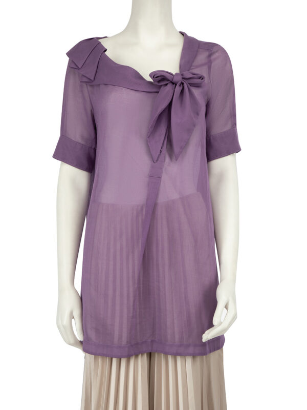 Sportmax Purple Sheer Pleated Oversized Blouse