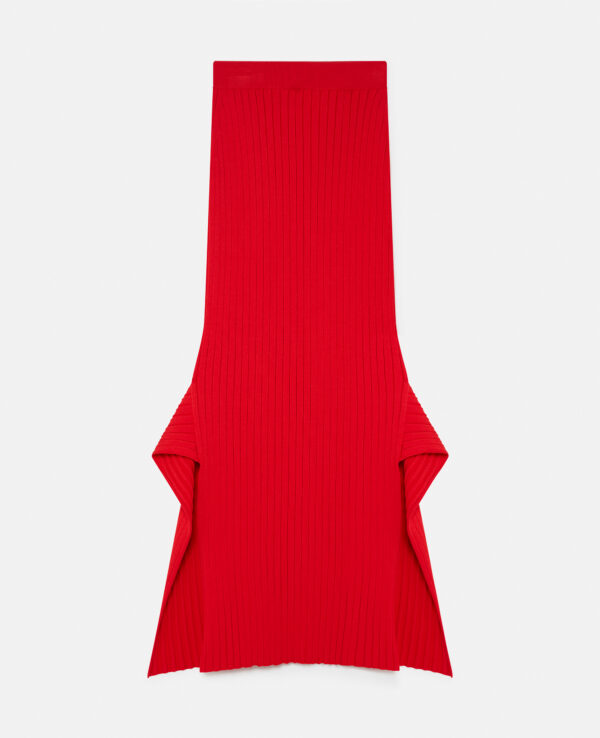 Stella McCartney - Ribbed Flared Slit Midi Skirt, Woman, Lipstick red, Size: S