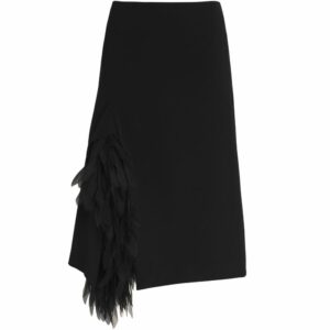 Stella Mccartney Stretch-Wool Tulle Feather-Trim Skirt