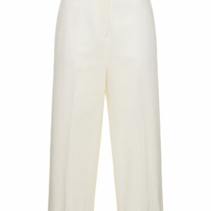 Straight Cotton High Waist Cropped Pants