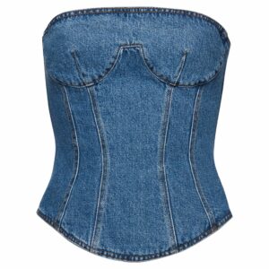 Strapless Cotton Denim Corset Top