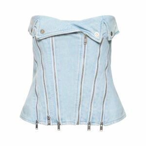 Strapless Cotton Denim Zip Corset