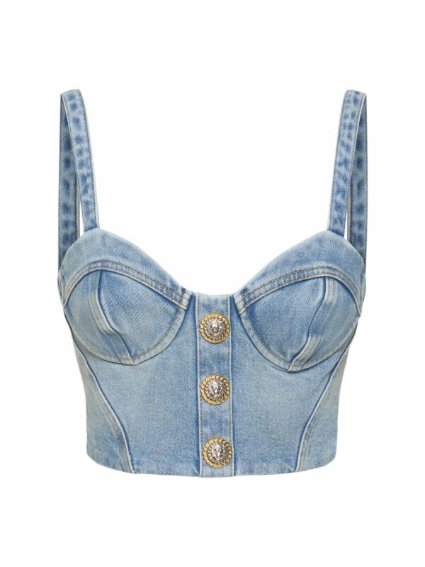 Stretch Cotton Denim Corset Top