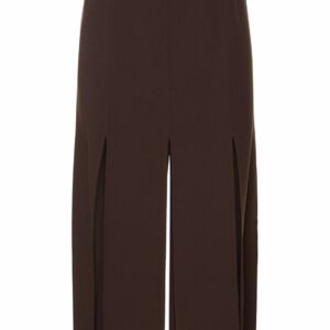 Stretch Wool Crepe Panel Midi Skirt