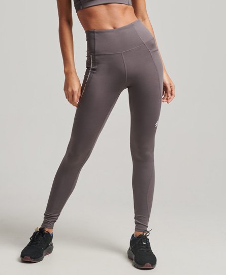 Superdry Women's Sport Active Mesh Full Length Tight Leggings Grey / Rock Dark Grey - Size: 6