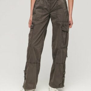 Superdry Women's Vintage Low Rise Elastic Cargo Pants Dark Grey - Size: 26