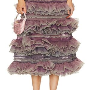 Susan Fang Tulle Midi Skirt in Purple. Size S, XS.