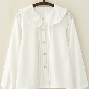 Sweet Lolita Blouse Frill Peter Pan Collar Chiffon White Lolita Shirt