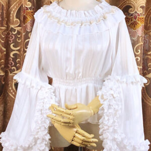 Sweet Lolita Blouses Lolita Top Lace Ruffles Long Sleeves Blouse Lace White Lolita Shirt