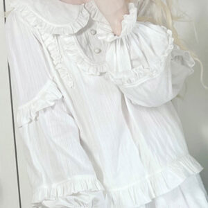 Sweet Lolita Blouses Ruffles Lolita Top Long Sleeves Blouse White Lolita Shirt