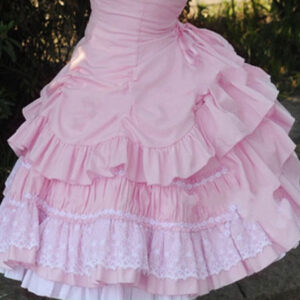 Sweet Lolita Dress SK Pink Lace Criss Cross Ruffle High Waist Cotton Lolita Skirt